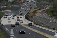 May 2023 - Looking north, showing traffic on the new southbound Neshaminy Creek Bridge.